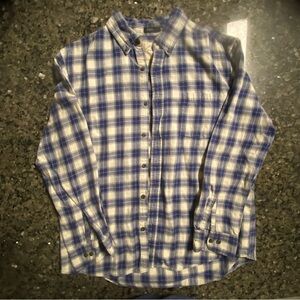 St. John's Bay Blue and White Plaid Button-Down Shirt